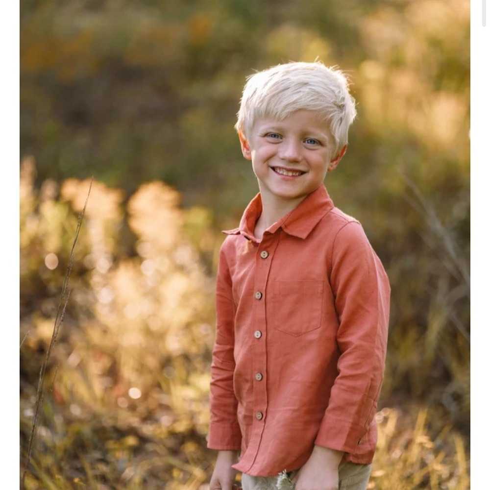 Well Dressed Wolf Boys 6 Months Rust Orange Button-Up Shirt Long Sleeve sunset